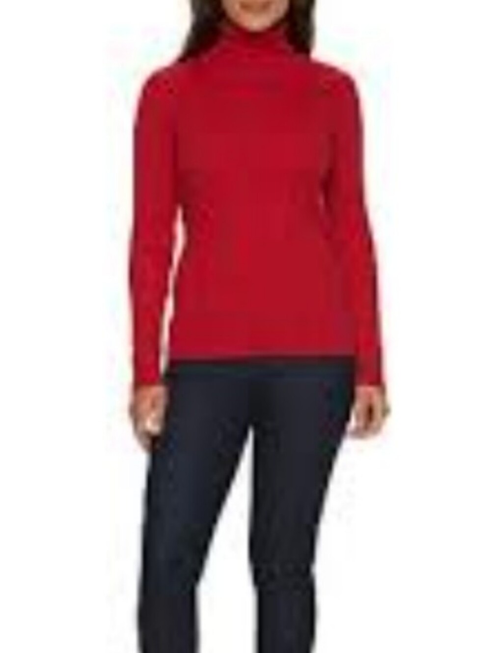 ANNE KLEIN SPORT cashmere baby cable turtleneck sweater M L